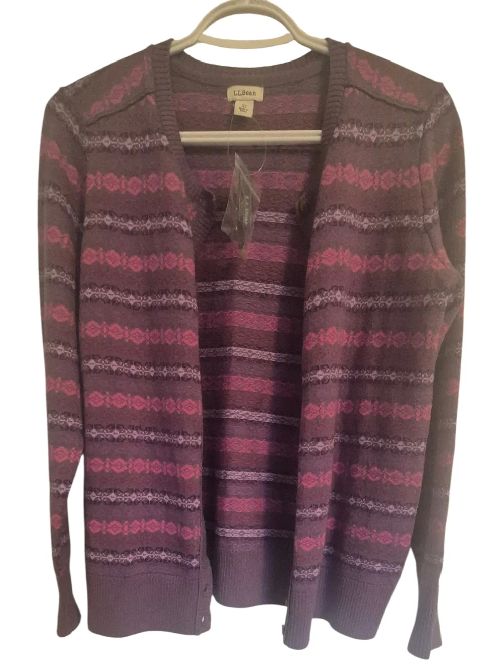 L.L.Bean Fair Isle Cardigan Sweater, Sz XS Petite - Picture 3 of 7